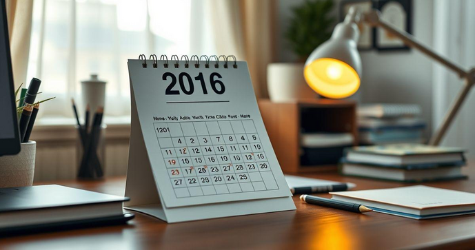 Calendário 2016: Planeje Seu Ano de Forma Eficiente Calendário 2016: Planeje Seu Ano de Forma Eficiente