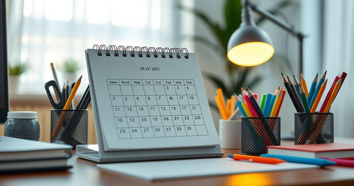 Melhore sua Organização com um Calendário de Mesa Prático e Funcional Melhore sua Organização com um Calendário de Mesa Prático e Funcional